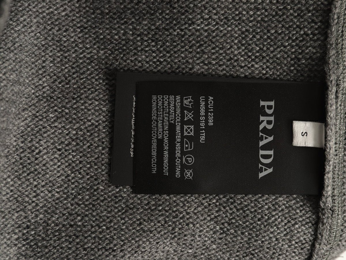 Prada Milano Logo Crewneck Knit Sweater - Gray
