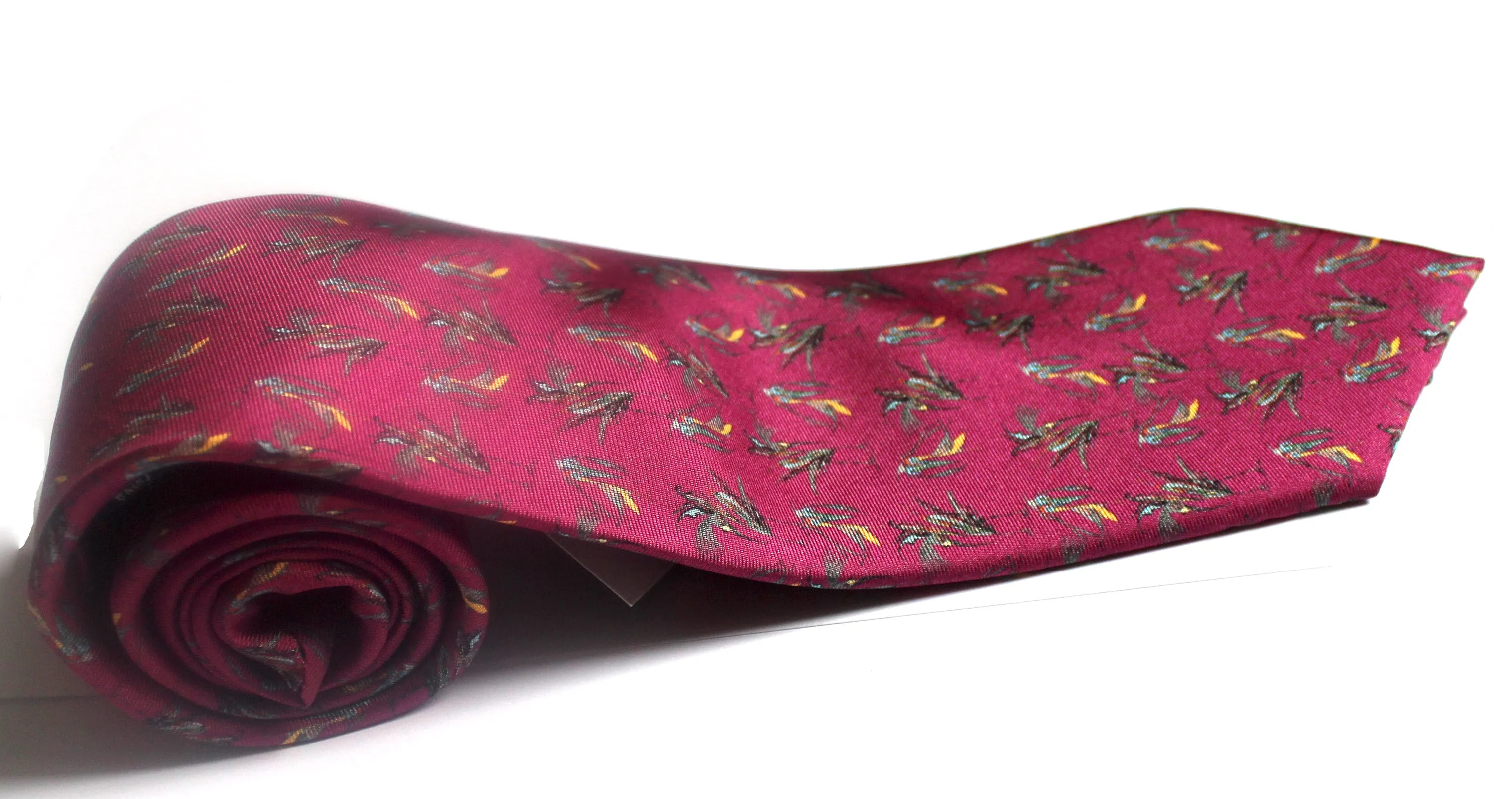 100% Silk Twill Tie in Purple Bird Pattern.