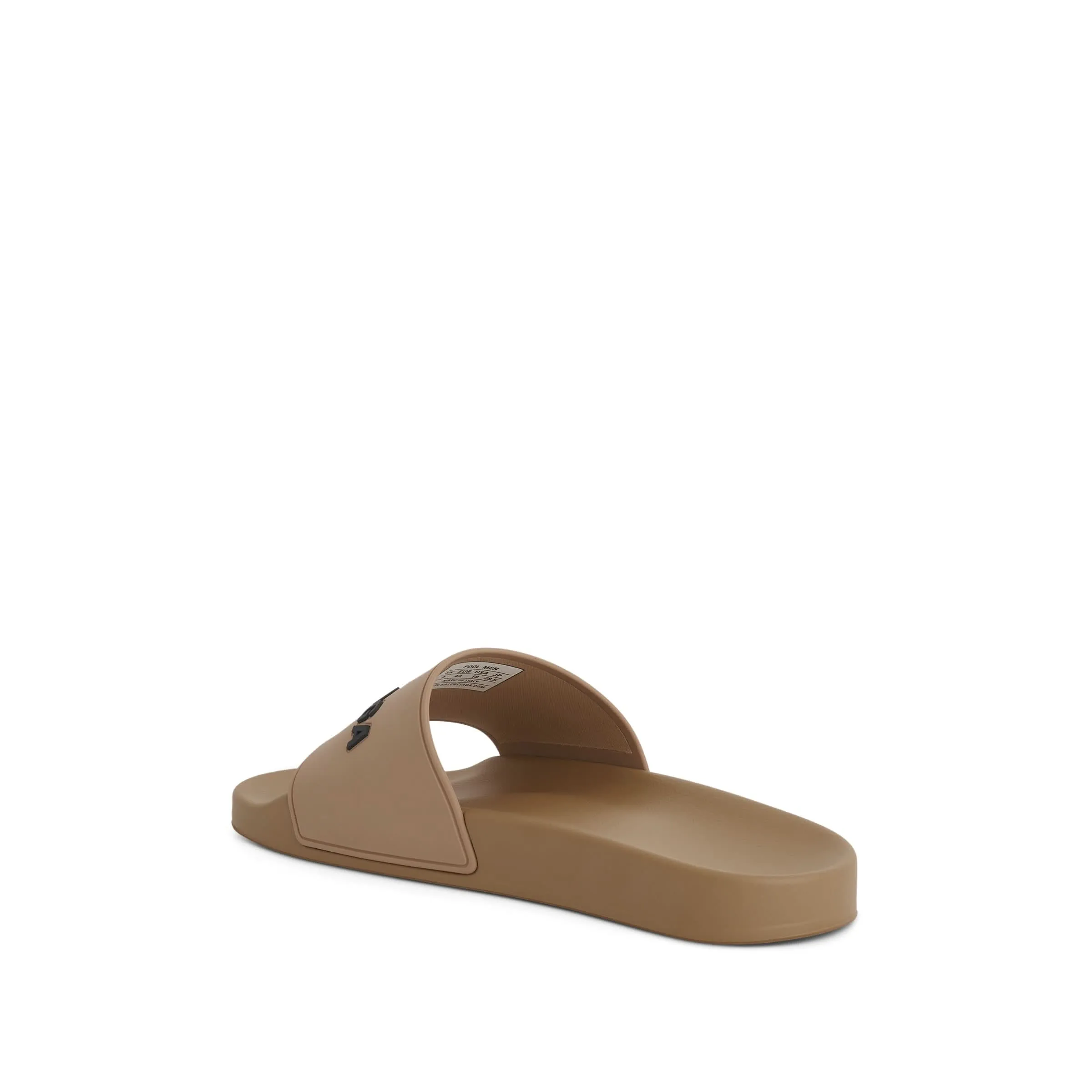 3D Logo Rubber Pool Slide Sandal in Beige/Black