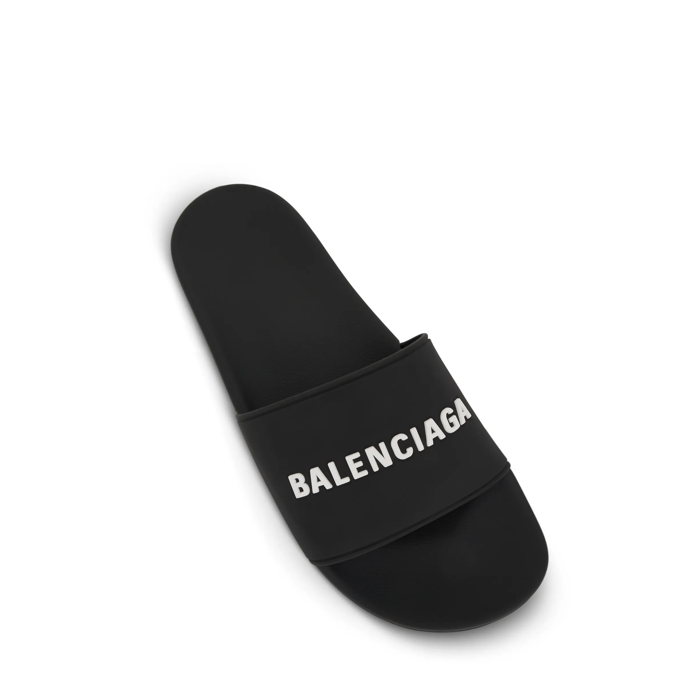 3D Logo Rubber Pool Slide Sandal in Black/White