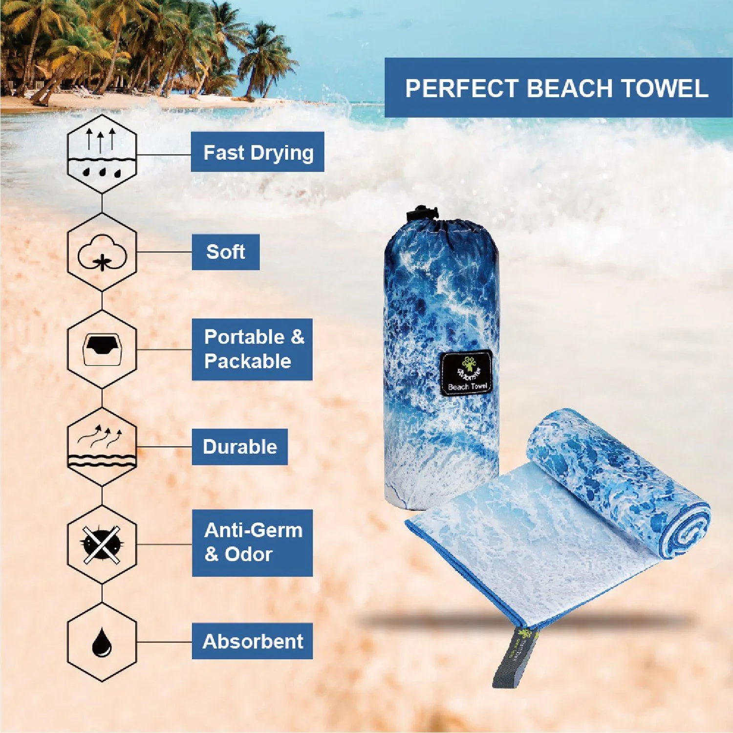 4Monster Ocean Series Microfiber Beach Towel