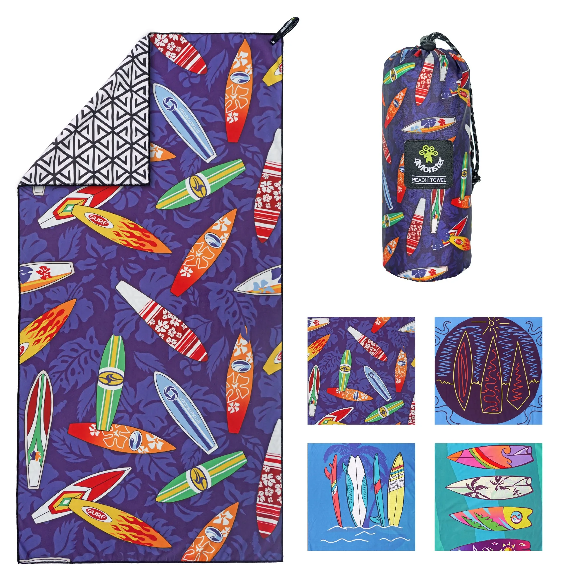 4monster Quick Dry Microfiber Surfboard Series Beach Towel