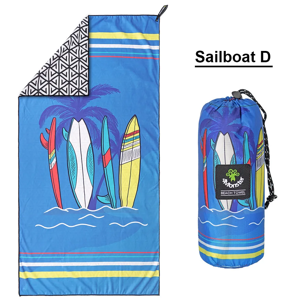 4monster Quick Dry Microfiber Surfboard Series Beach Towel