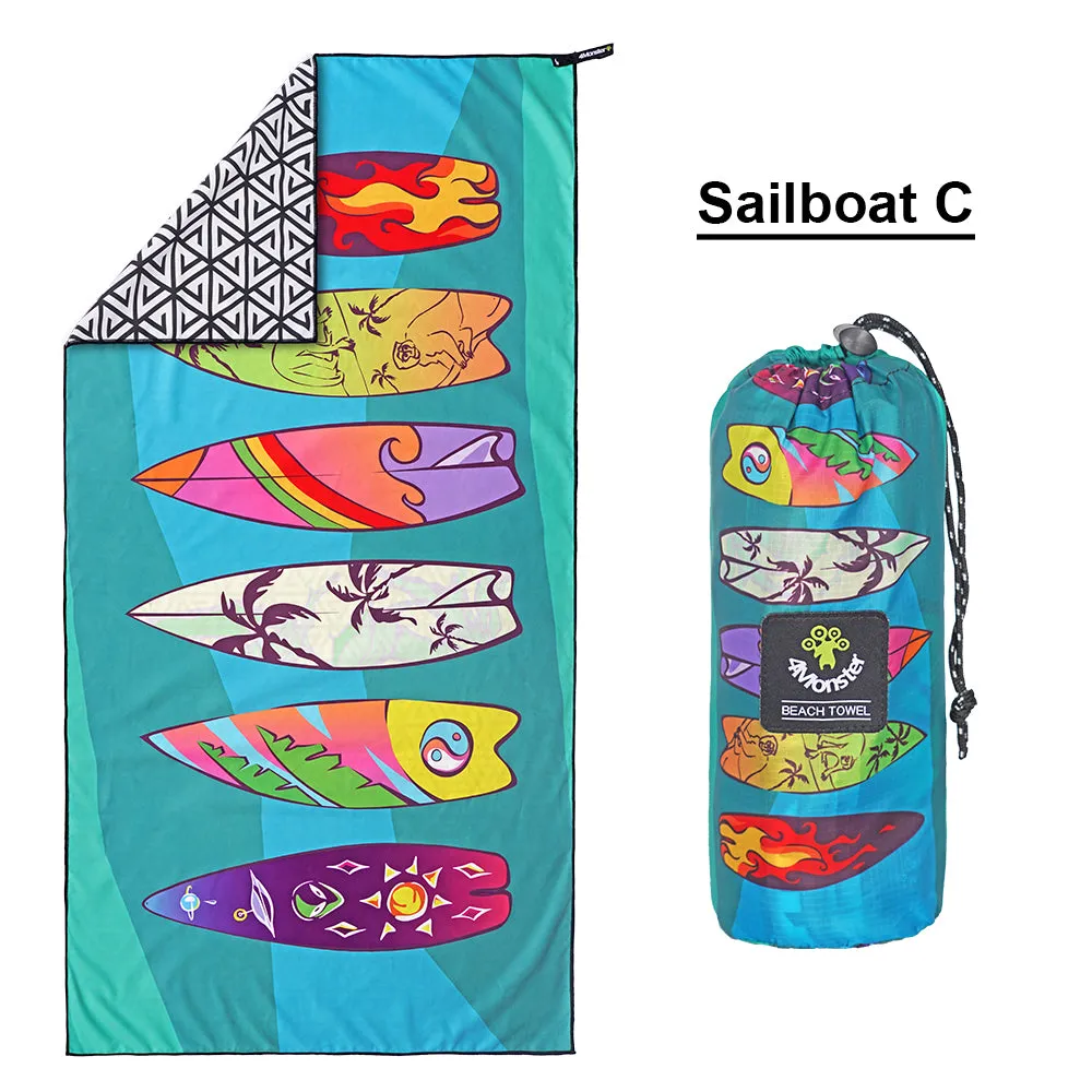 4monster Quick Dry Microfiber Surfboard Series Beach Towel