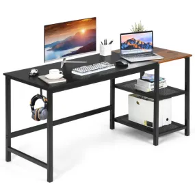 59 Inch Home Office Computer Desk with Removable Storage Shelves-Black