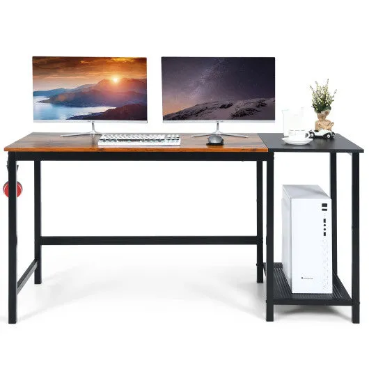 59 Inch Home Office Computer Desk with Removable Storage Shelves-Rustic Brown