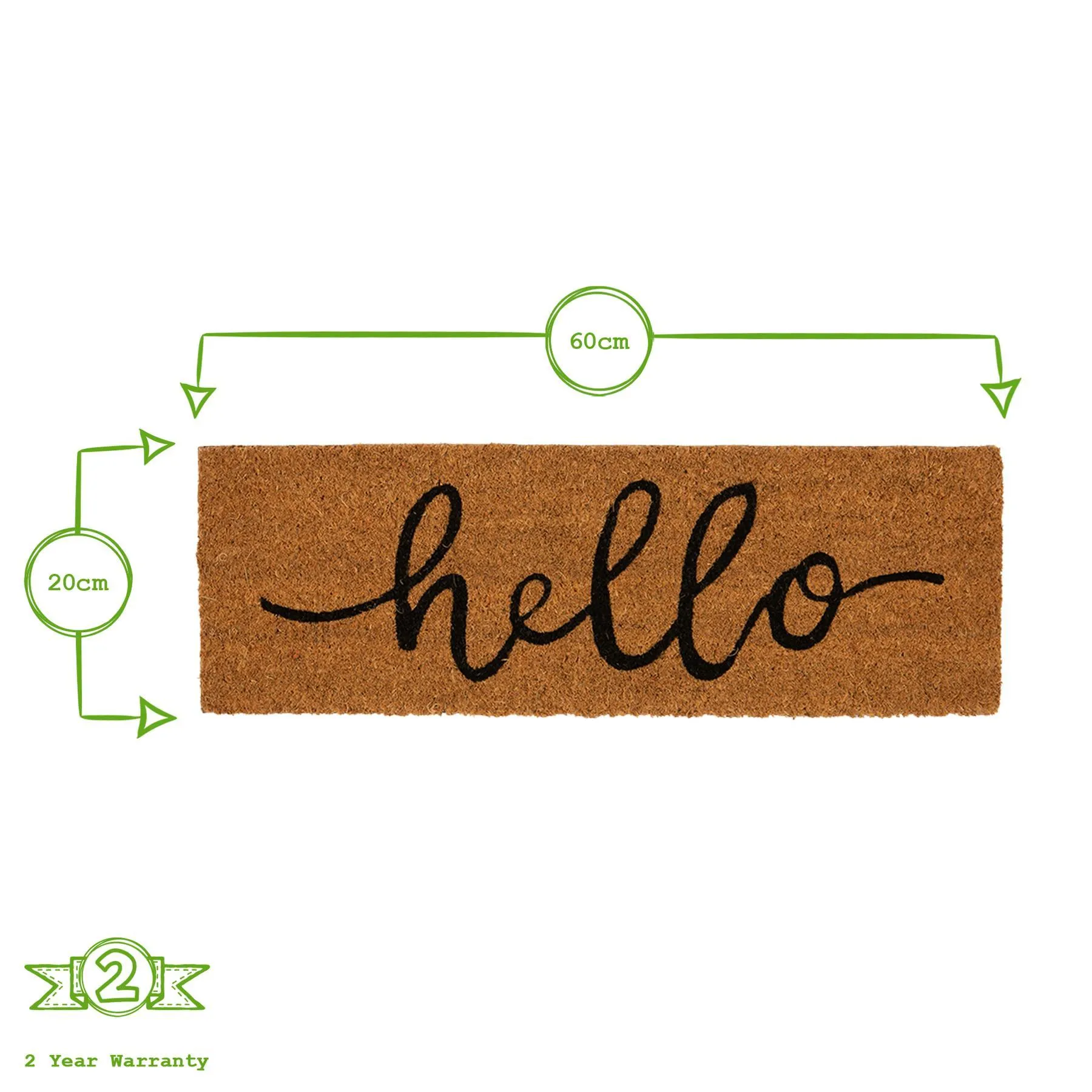 60cm x 20cm Hello Coir Step Door Mat - By Nicola Spring