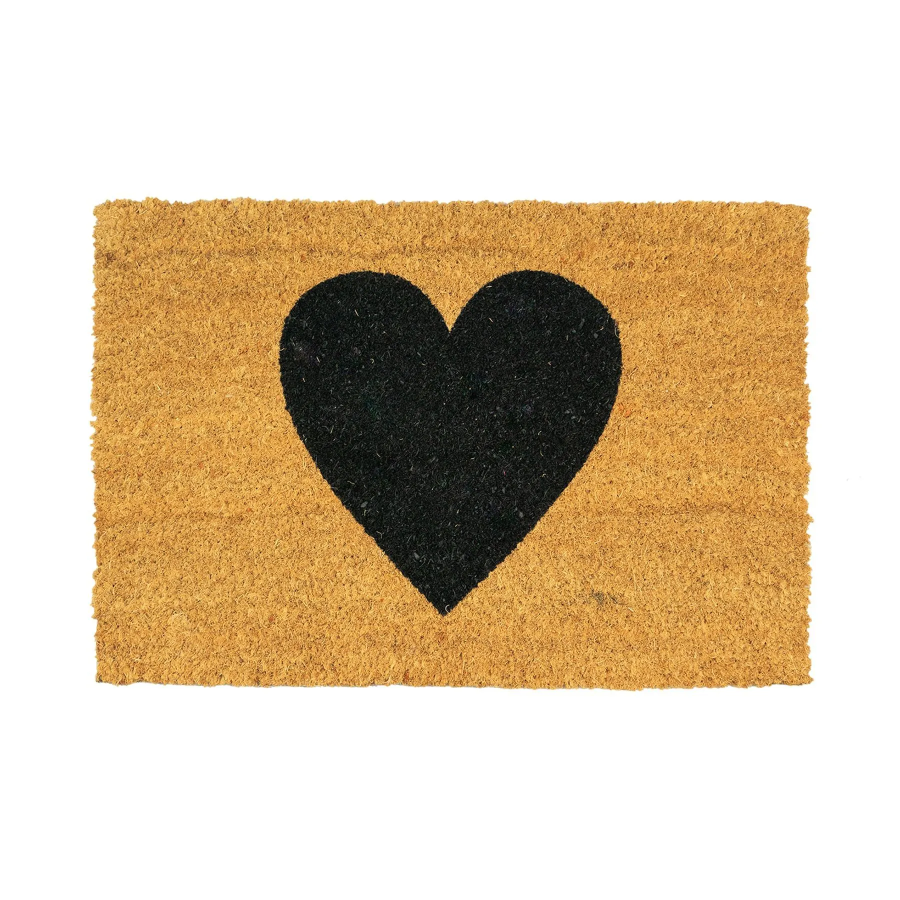 60cm x 40cm Black Heart Coir Door Mat - By Nicola Spring