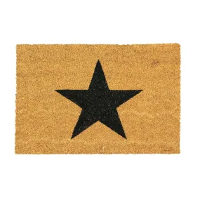 60cm x 40cm Black Star Coir Door Mat - By Nicola Spring