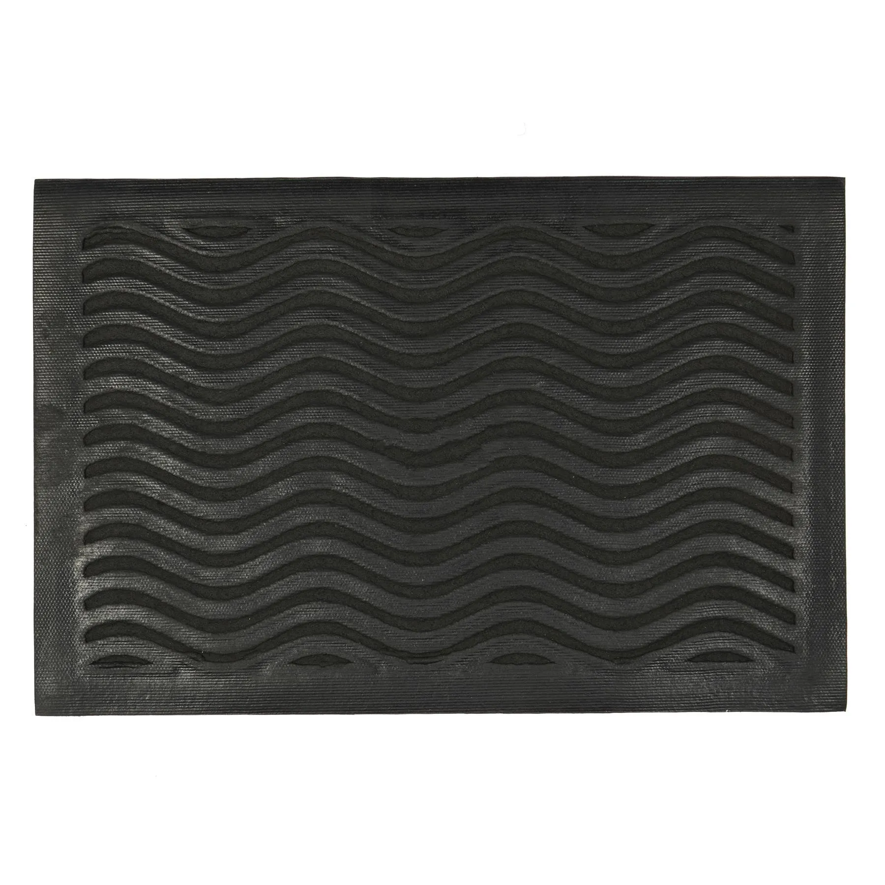 60cm x 40cm Black Waves Heavy Duty Door Mat - By Nicola Spring