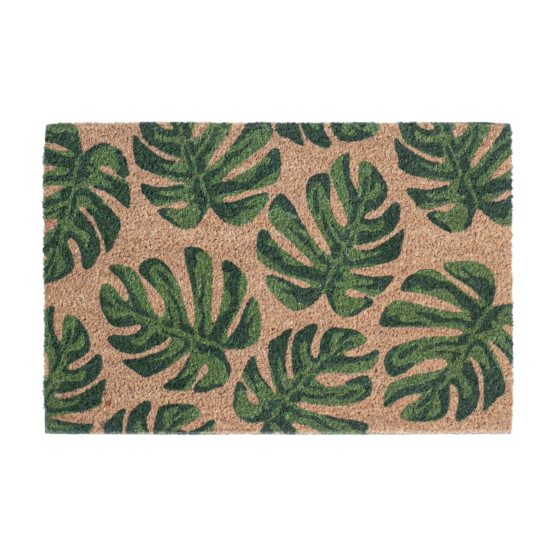 60cm x 40cm Green Banana Leaf Coir Door Mat - By Nicola Spring