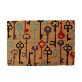 60cm x 40cm Multicoloured Keys Coir Door Mat - By Nicola Spring