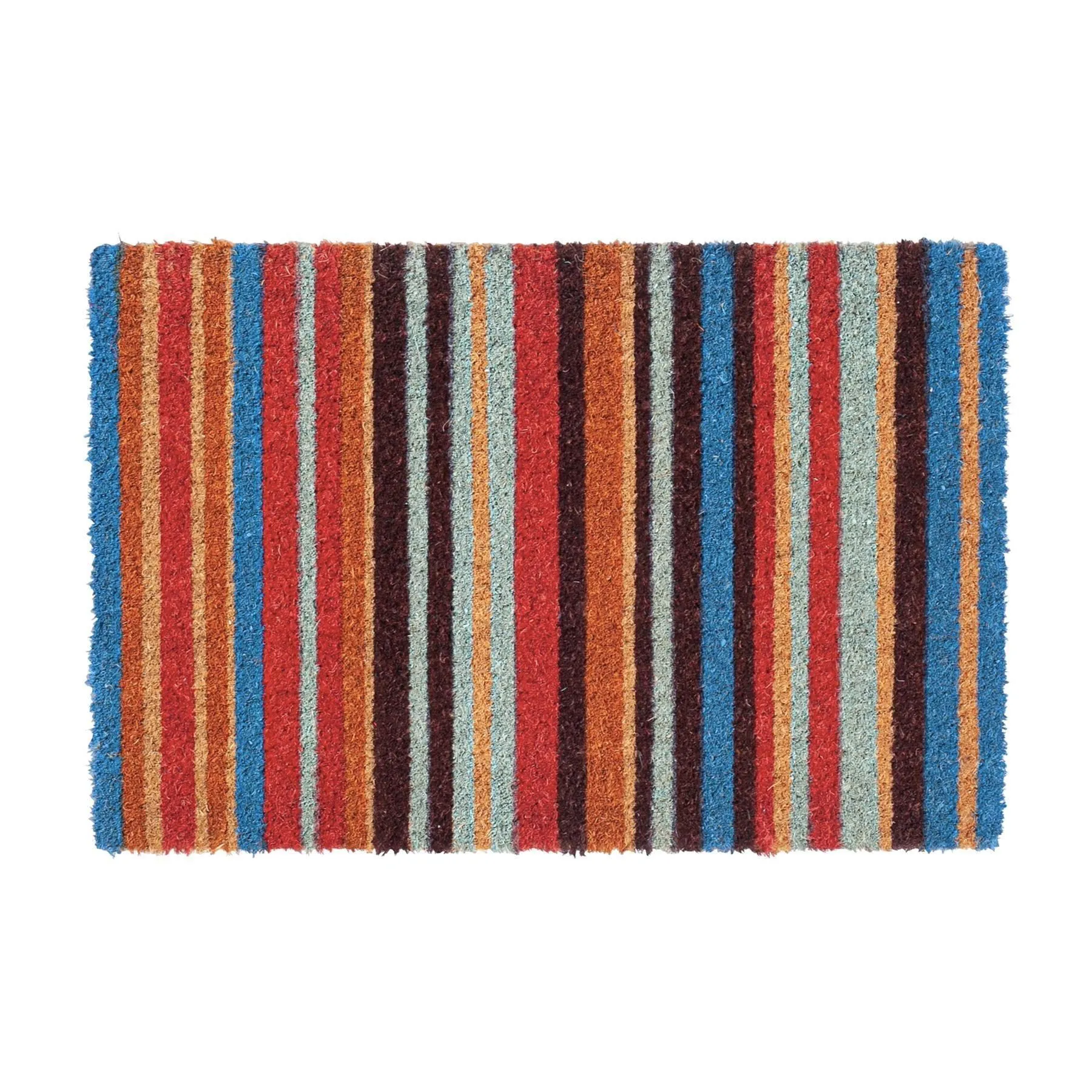 60cm x 40cm Multicoloured Pinstripe Coir Door Mat - By Nicola Spring