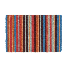 60cm x 40cm Multicoloured Pinstripe Coir Door Mat - By Nicola Spring