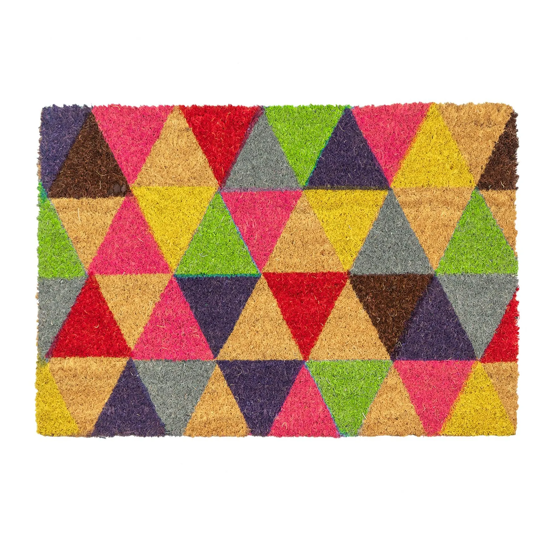 60cm x 40cm Multicoloured Triangles Coir Door Mat - By Nicola Spring