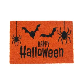 60cm x 40cm Orange Happy Halloween Coir Door Mat - By Nicola Spring