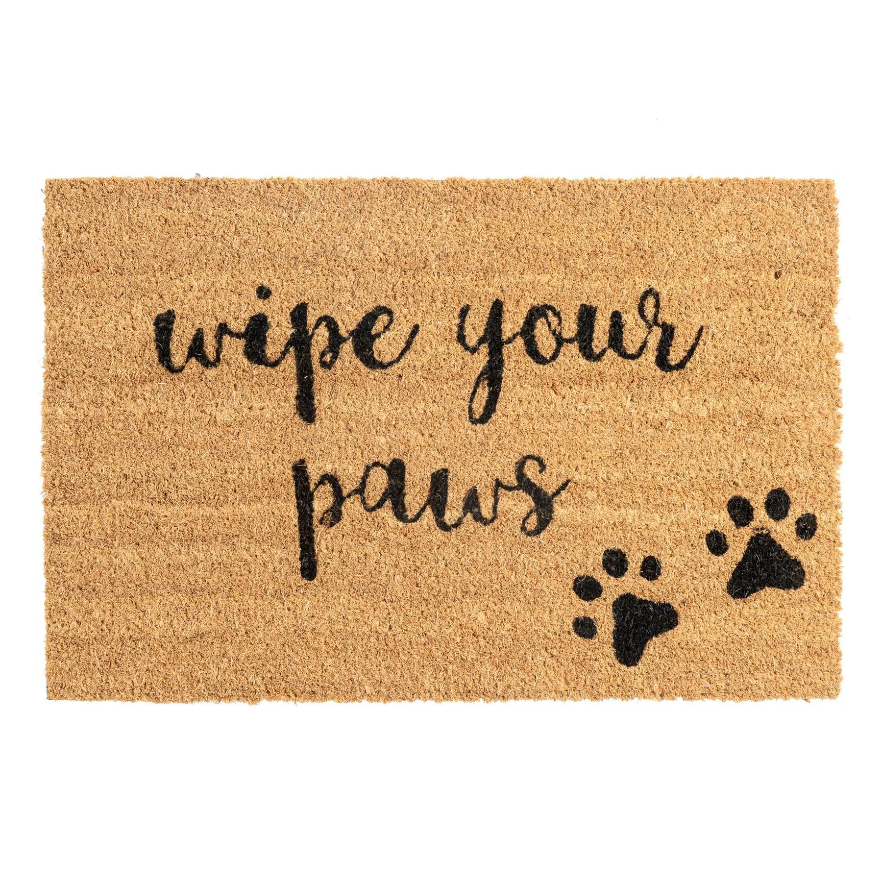 60cm x 40cm Wipe Your Paws Coir Door Mat - By Nicola Spring