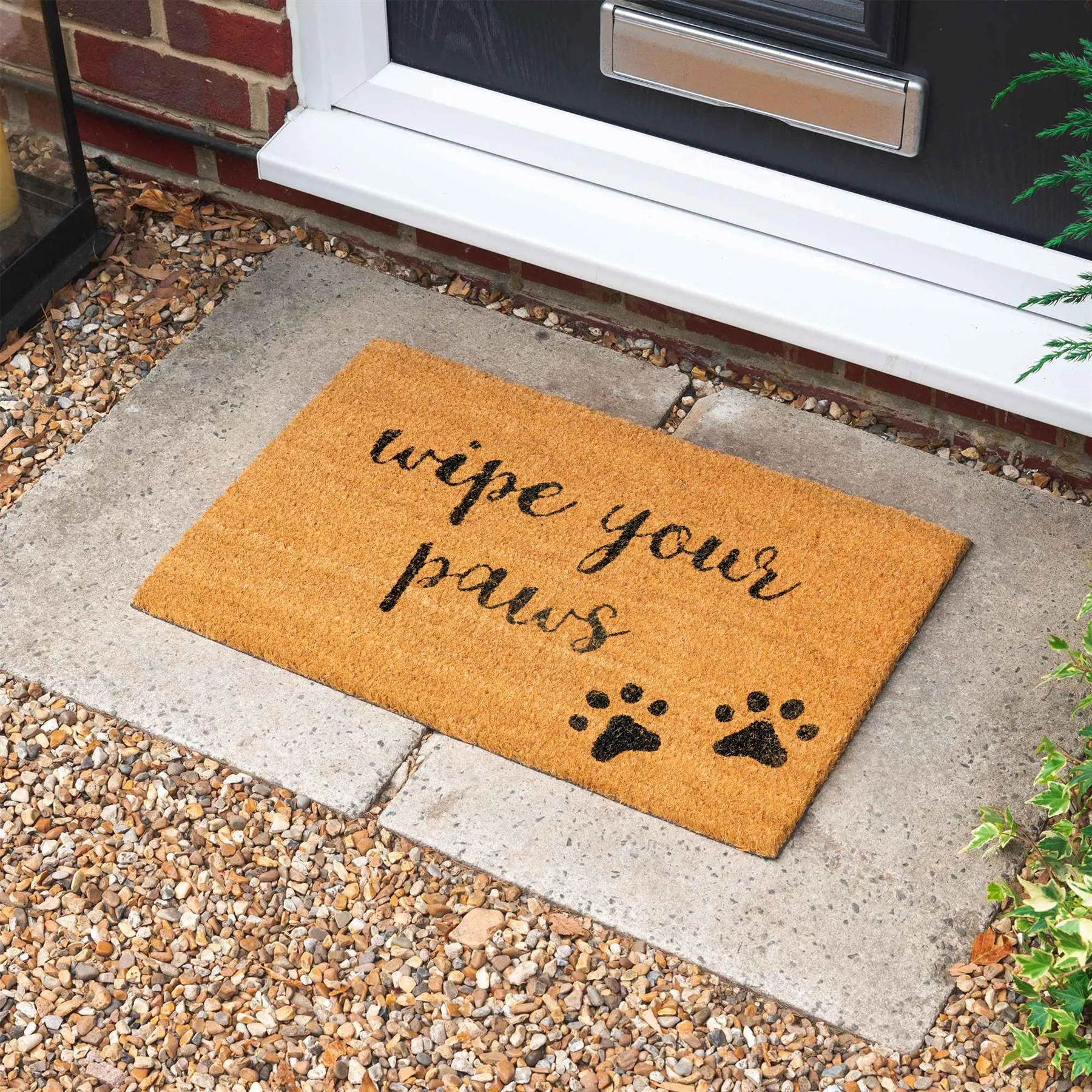 60cm x 40cm Wipe Your Paws Coir Door Mat - By Nicola Spring