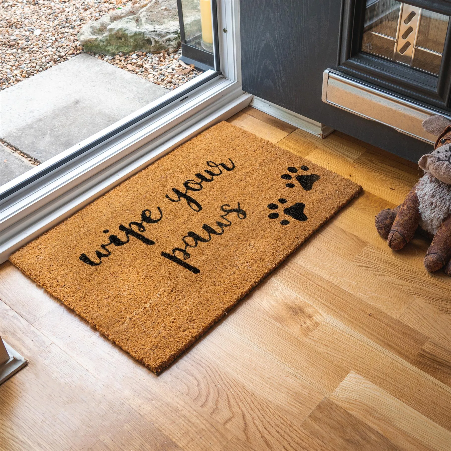 60cm x 40cm Wipe Your Paws Coir Door Mat - By Nicola Spring