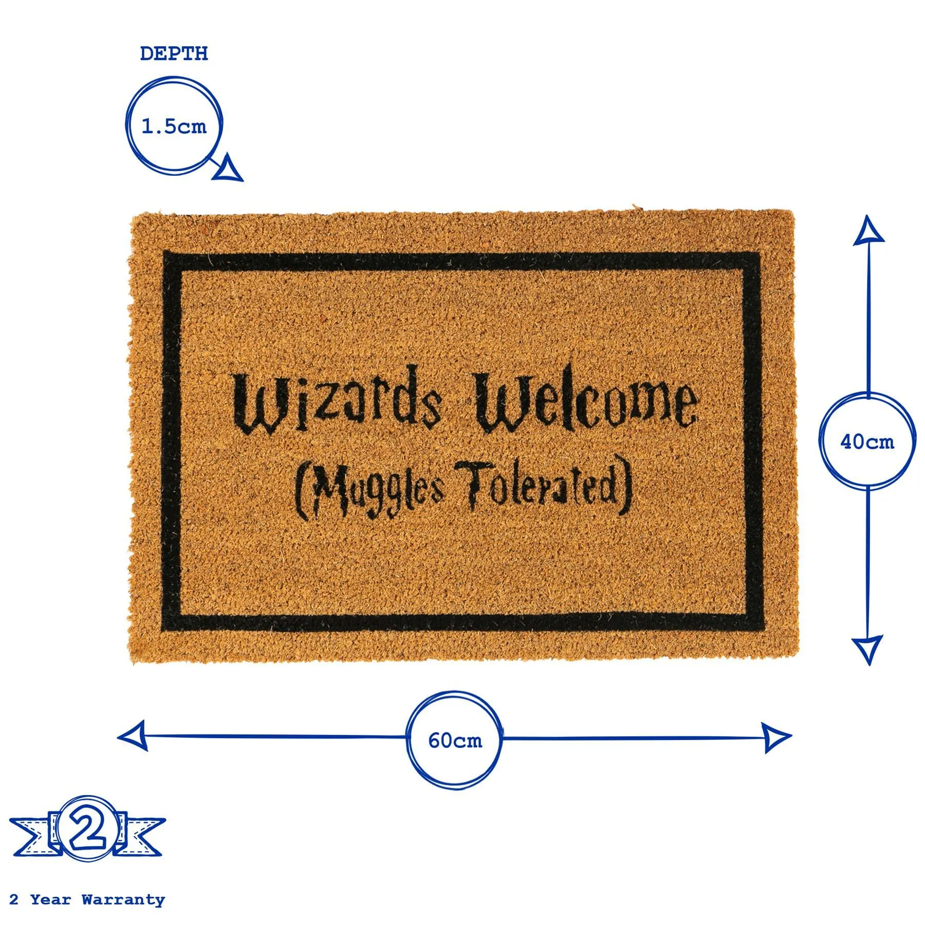 60cm x 40cm Wizards Welcome Coir Door Mat - By Nicola Spring