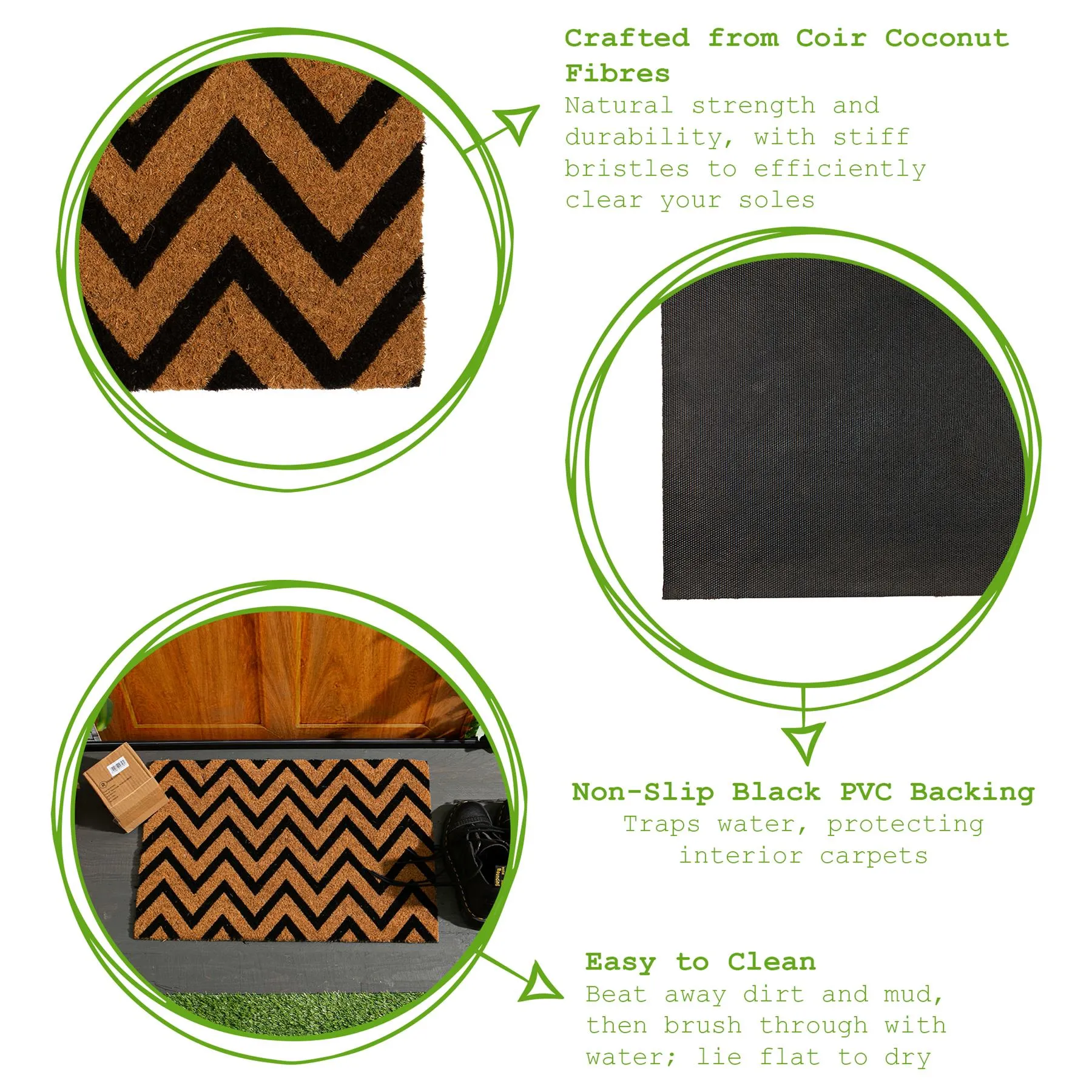 60cm x 40cm Zig Zag Coir Door Mat - By Nicola Spring