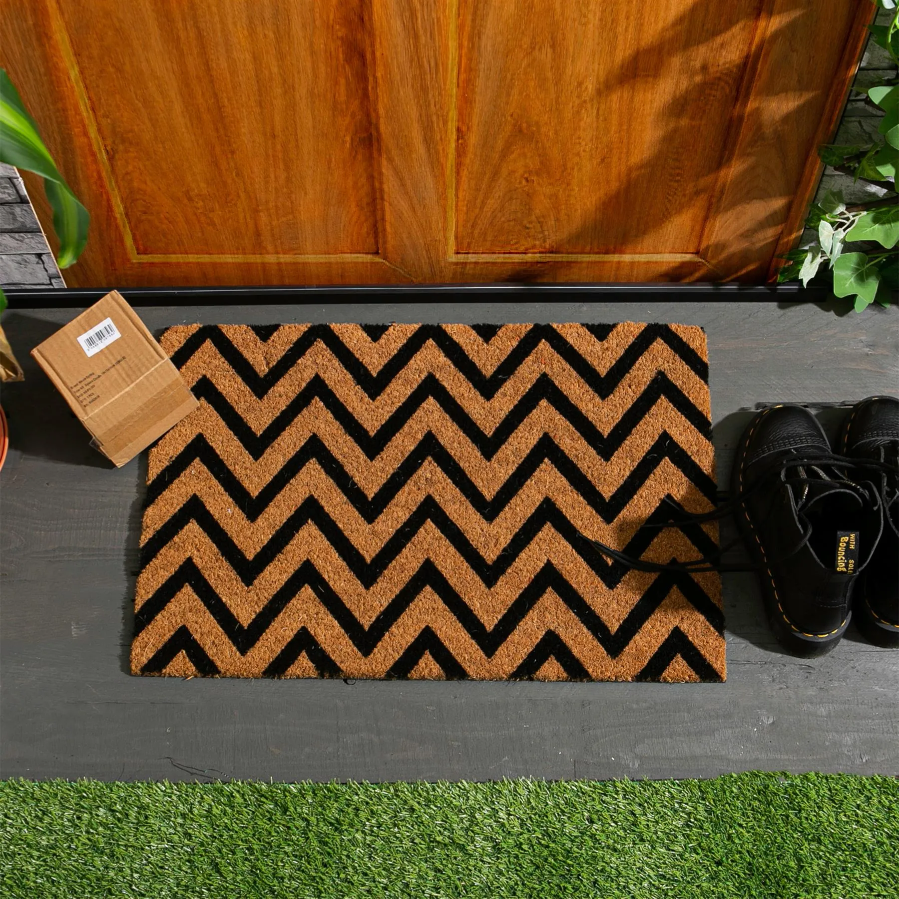 60cm x 40cm Zig Zag Coir Door Mat - By Nicola Spring