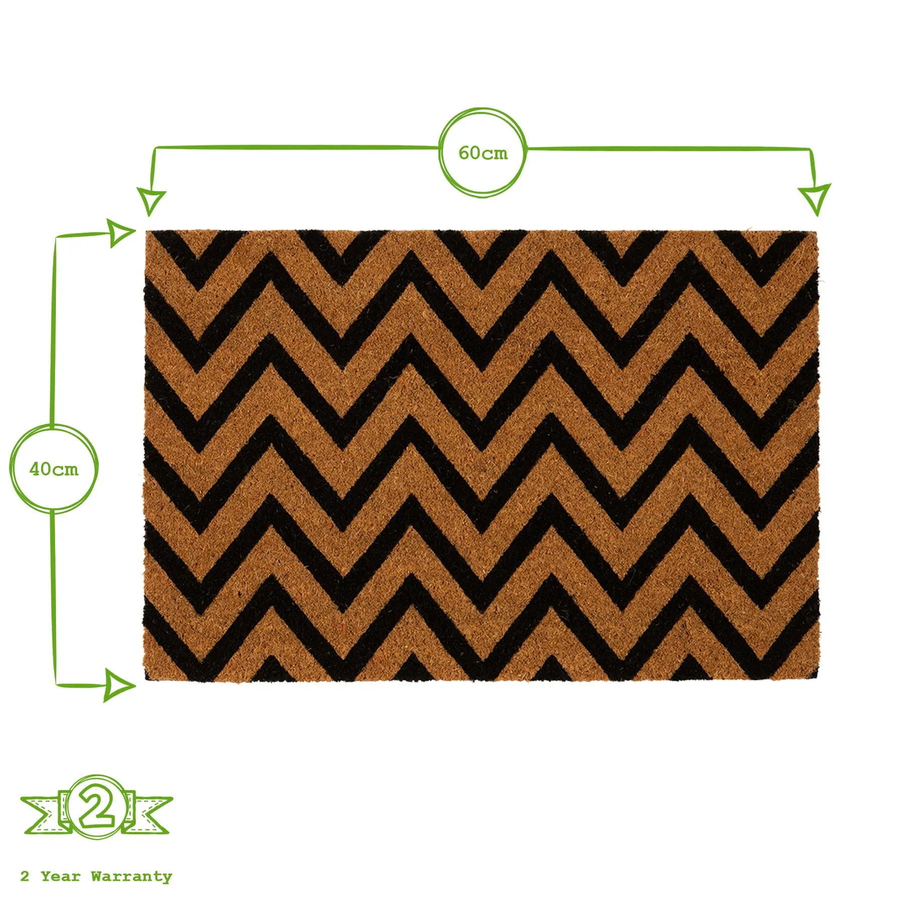 60cm x 40cm Zig Zag Coir Door Mat - By Nicola Spring