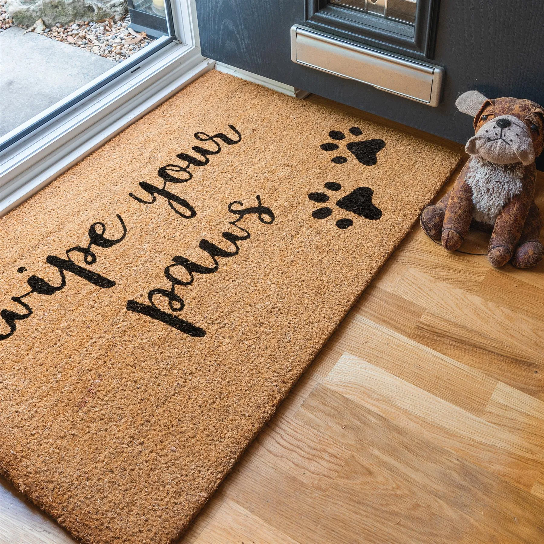 90cm x 60cm Wipe Your Paws Coir Door Mat - By Nicola Spring