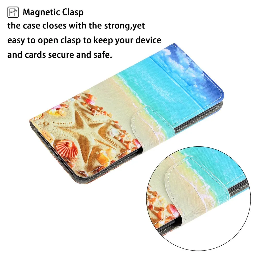 Anymob Samsung Beach Star Magnetic Flip Wallet Case Painted Leather Phone Cover