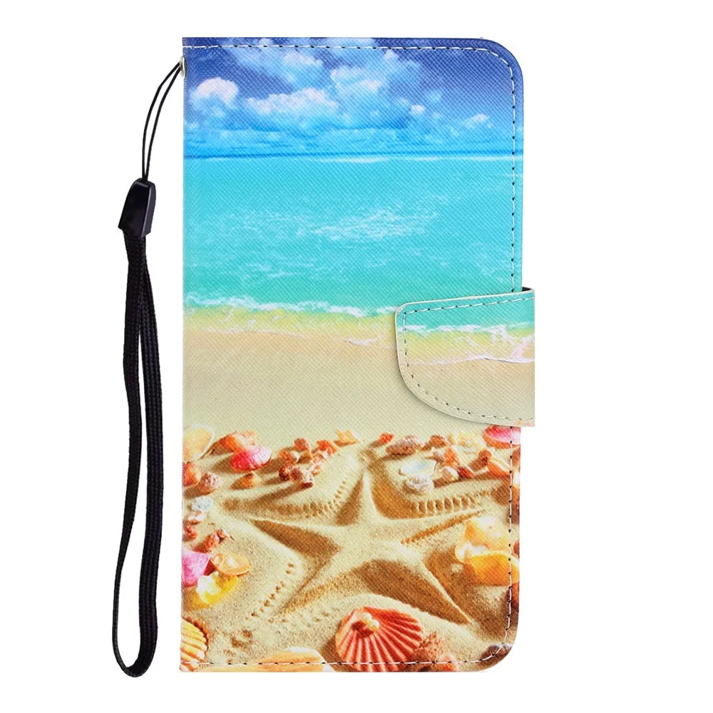 Anymob Samsung Beach Star Magnetic Flip Wallet Case Painted Leather Phone Cover