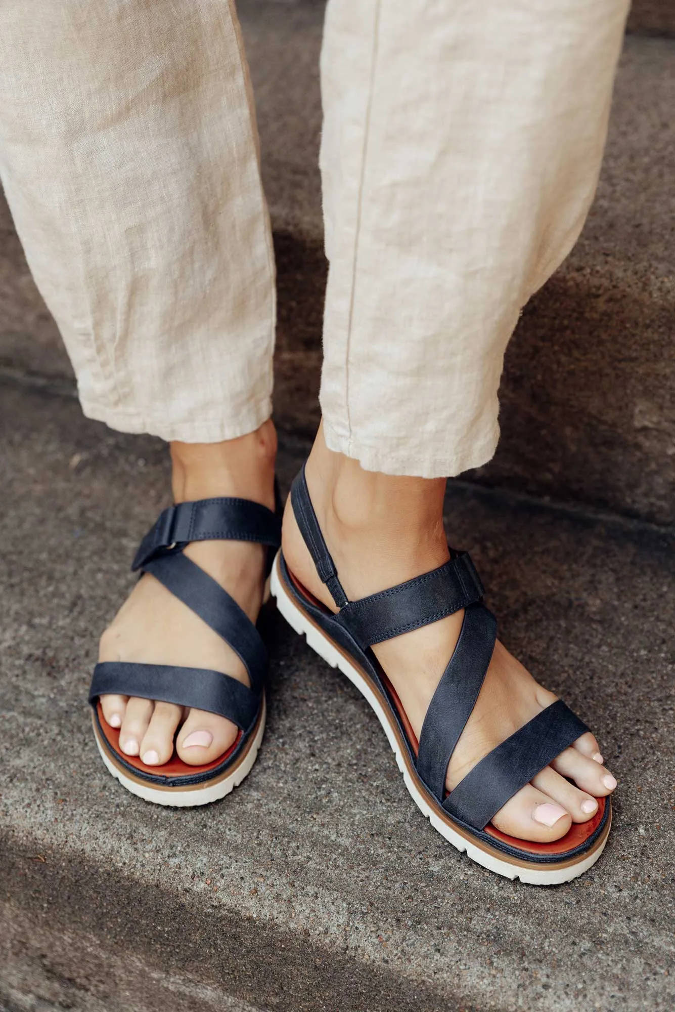 Ashli Navy Strappy Sandal