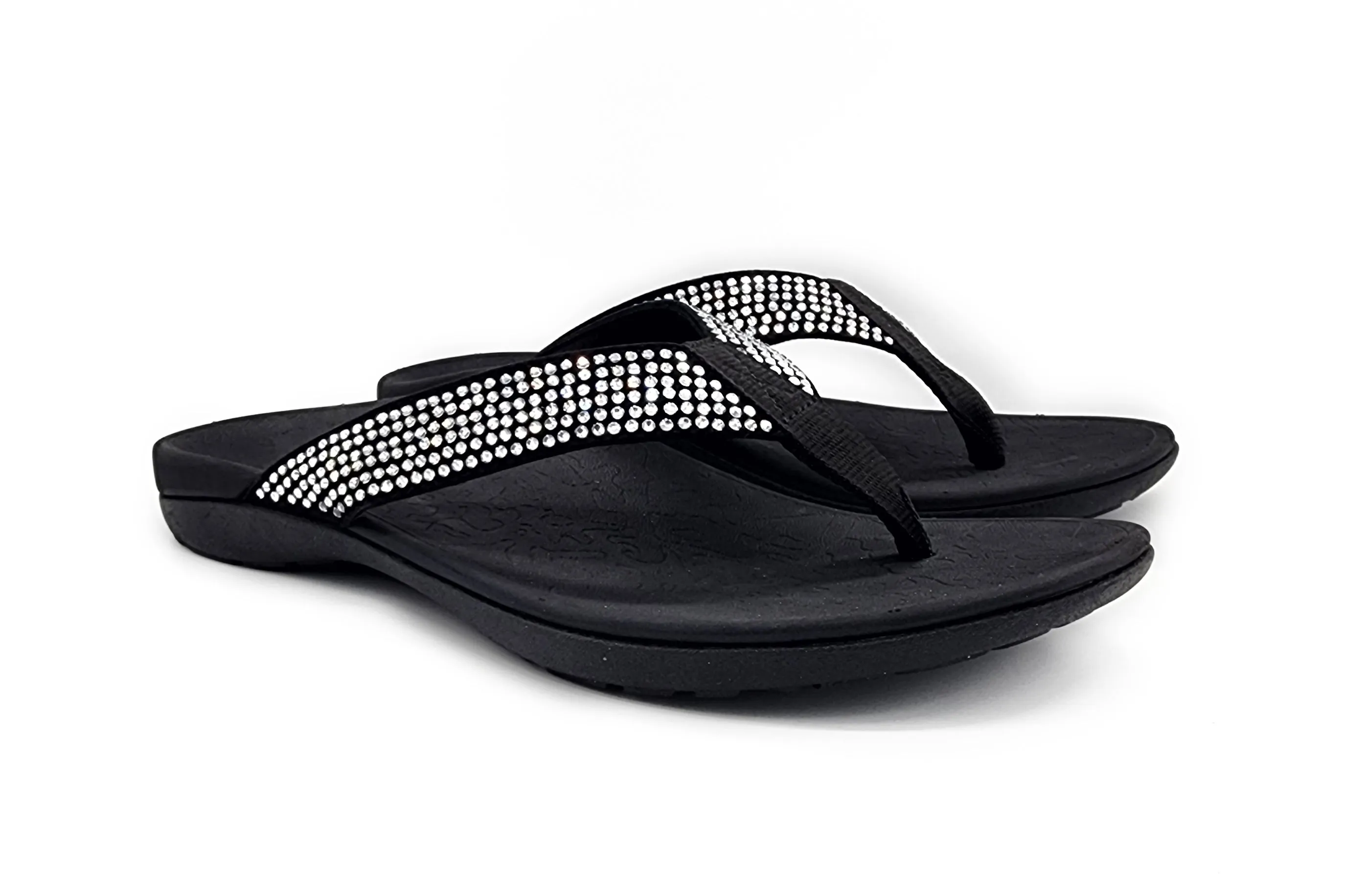 Axign Premium Bling Orthotic Thongs - Black