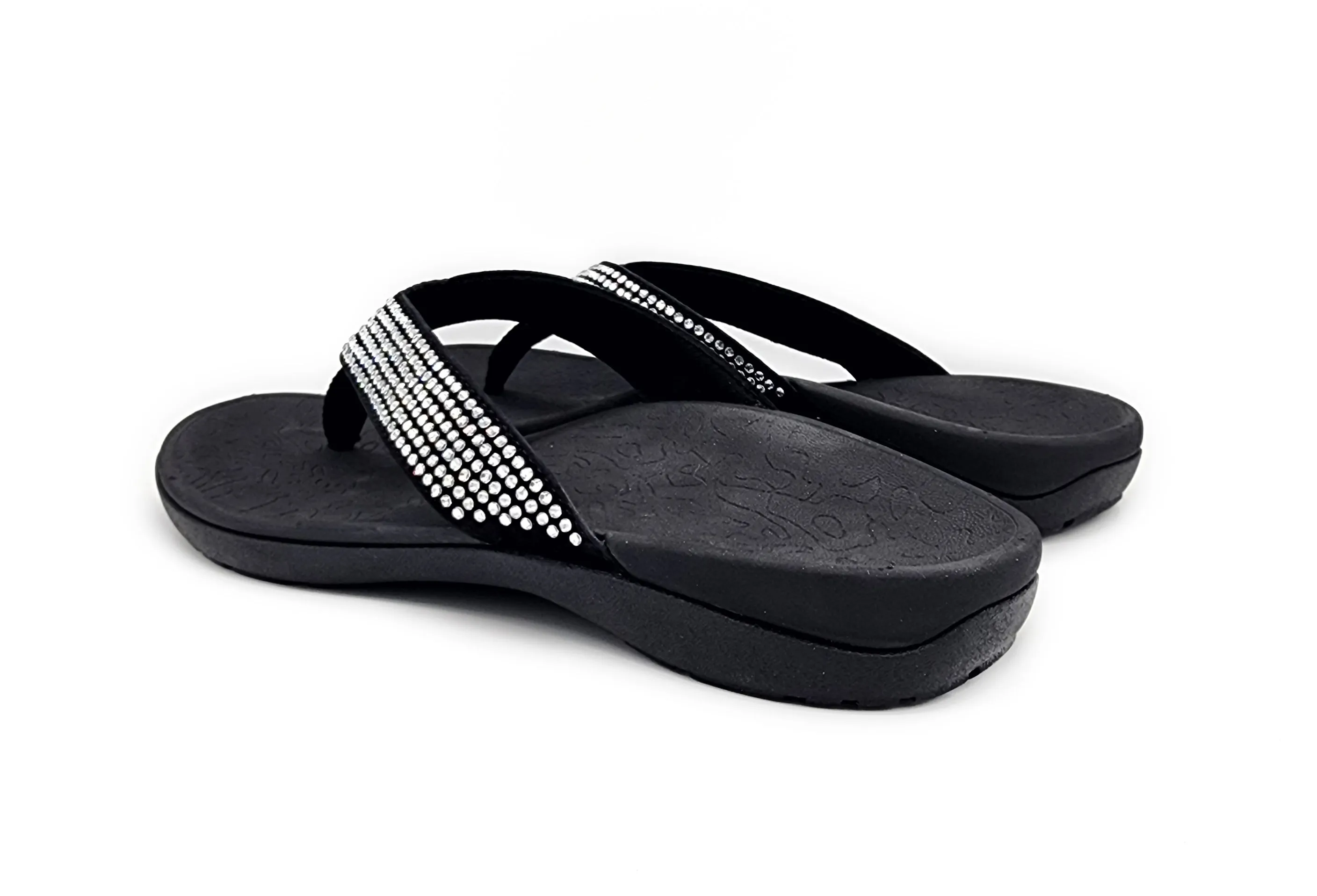 Axign Premium Bling Orthotic Thongs - Black