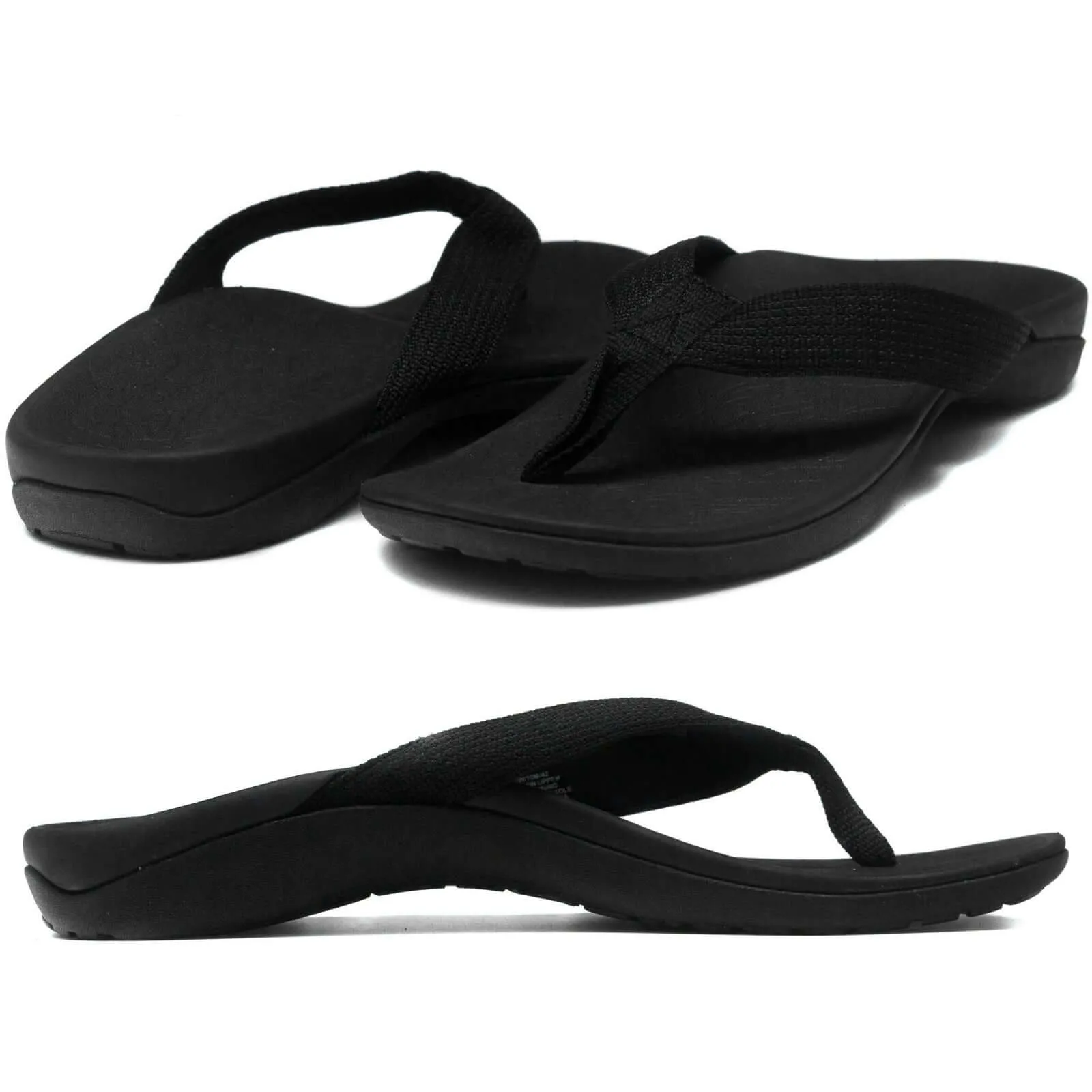 AXIGN Premium Orthotic Arch Support Flip Flops Sandal Thongs Archline - Black