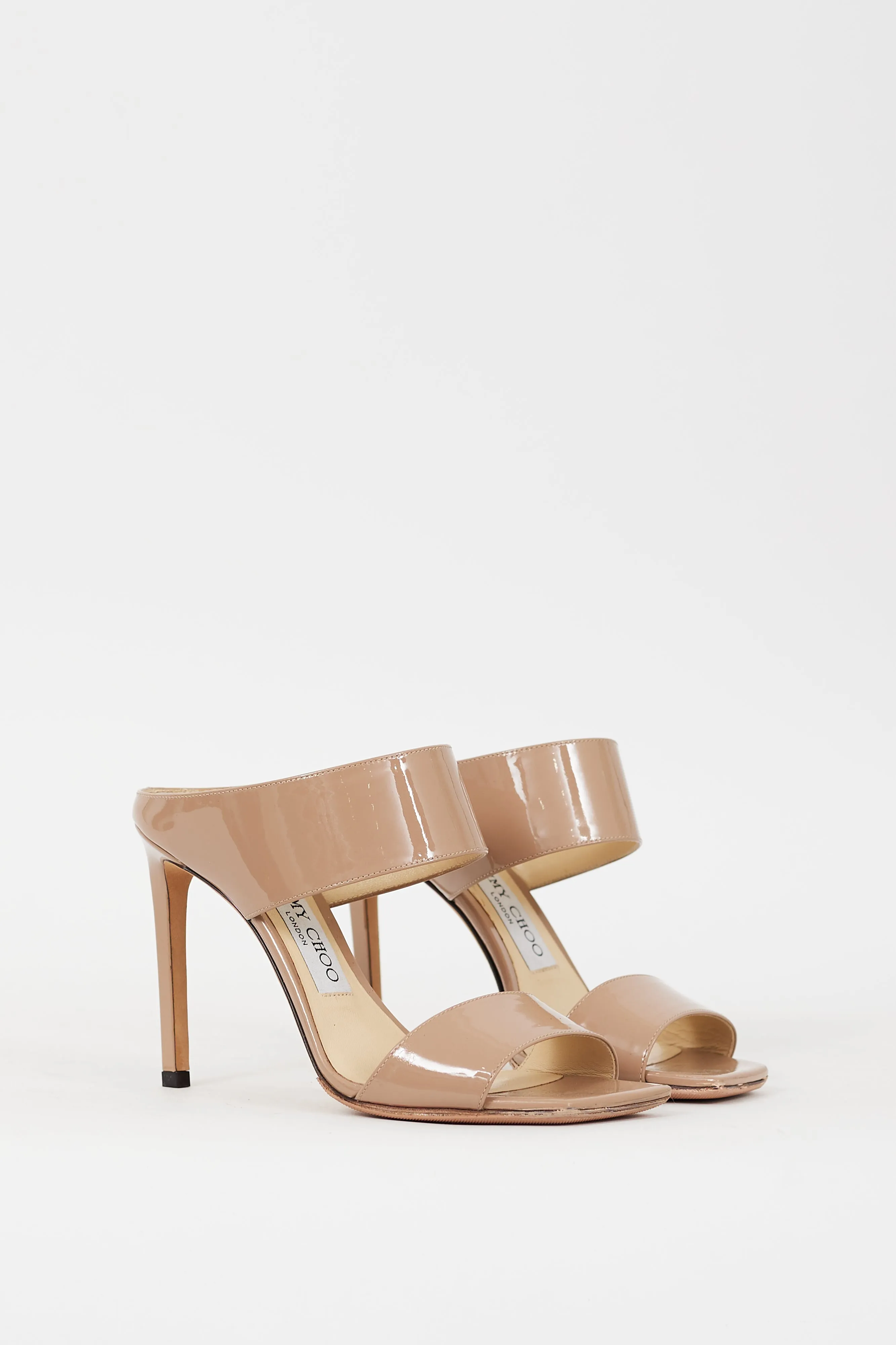 Beige Patent Leather Hira Mule