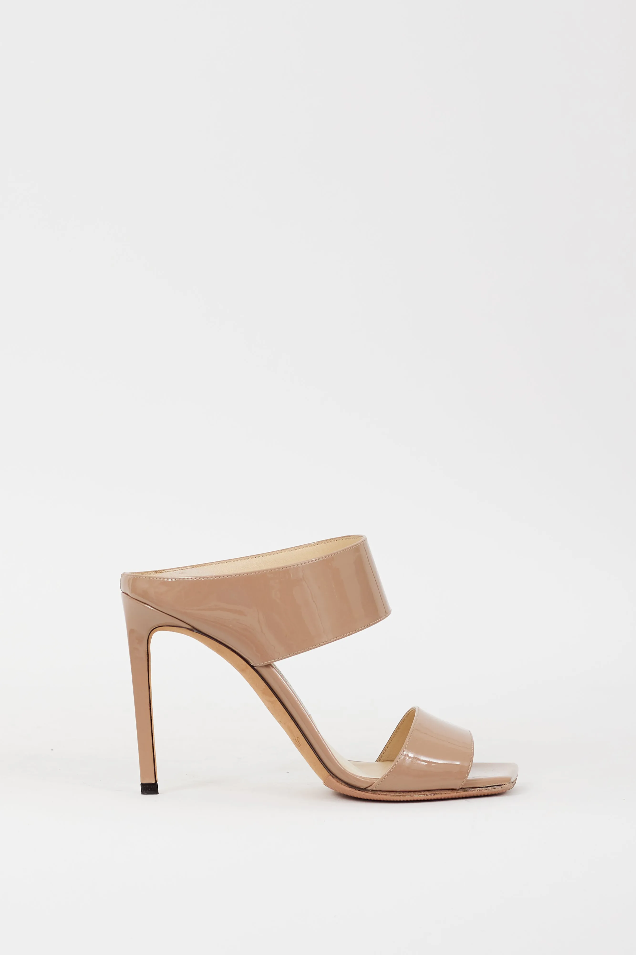 Beige Patent Leather Hira Mule