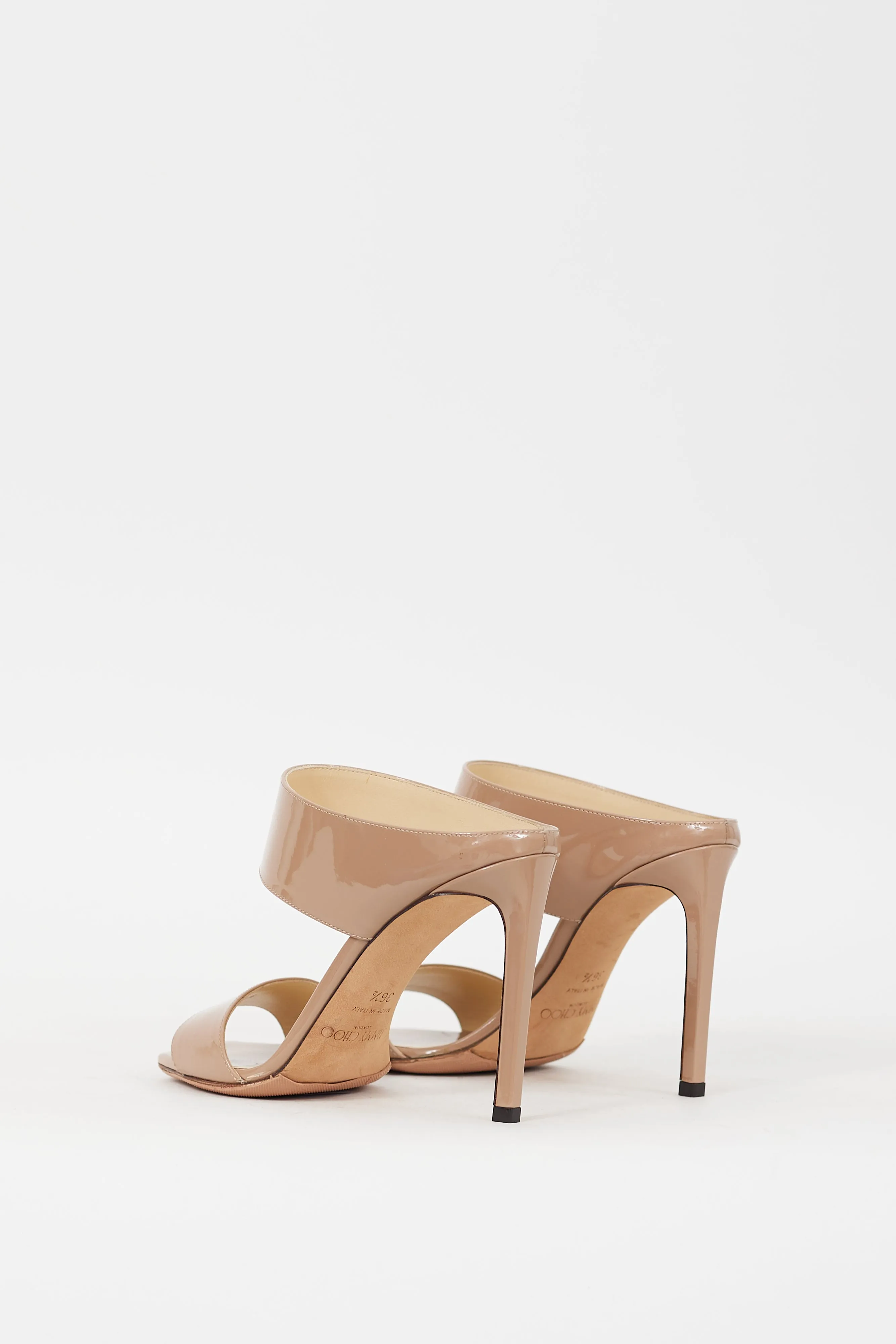 Beige Patent Leather Hira Mule