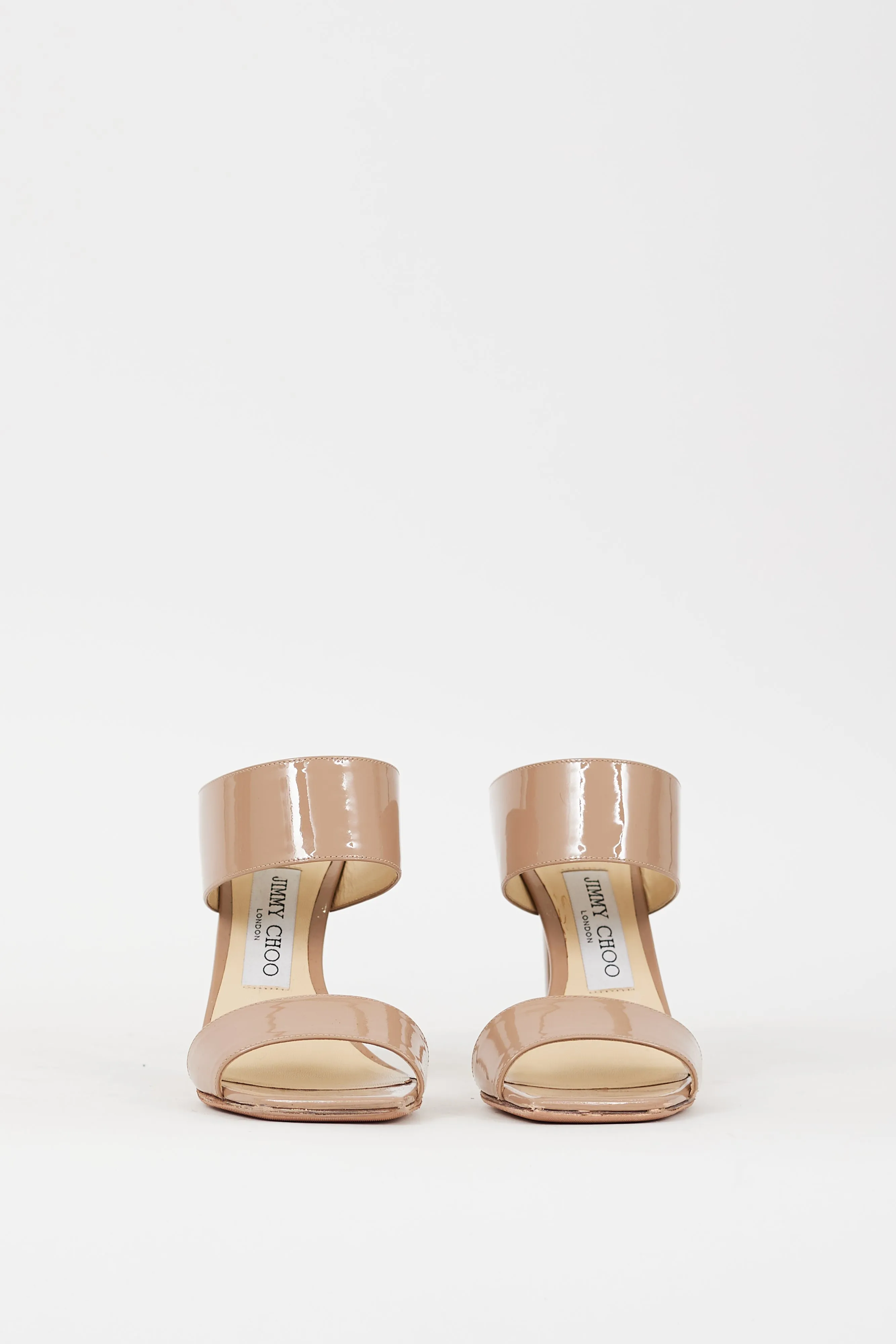 Beige Patent Leather Hira Mule