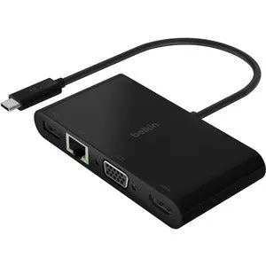 Belkin USB-C Multiport Adapter, USB-C to HDMI - USB A 3.0 - VGA, up to 100W Power Delivery, up 4k Resolution