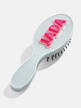 Block Font Mini Custom Hair Brush - Block Font Pink/Blue