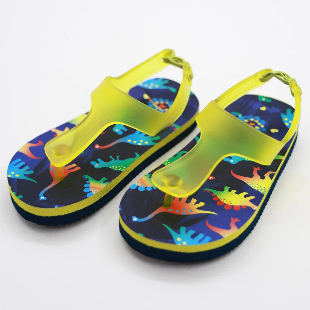 Blue Dino Theme Flip Flops