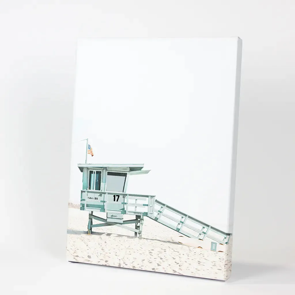 Blue Lifeguard Hut Wall Art Print. Santa Monica Beach