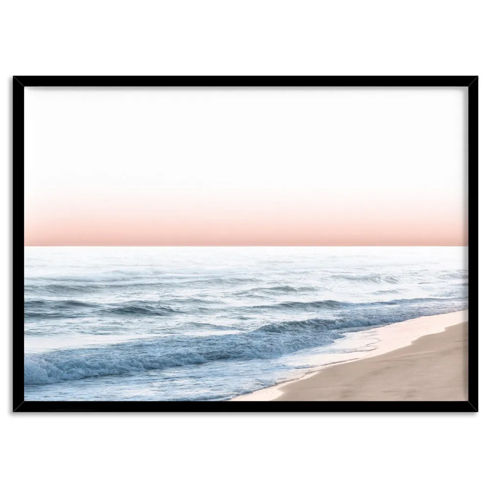 Blush Pastels, Beach Seascape Horizon - Art Print