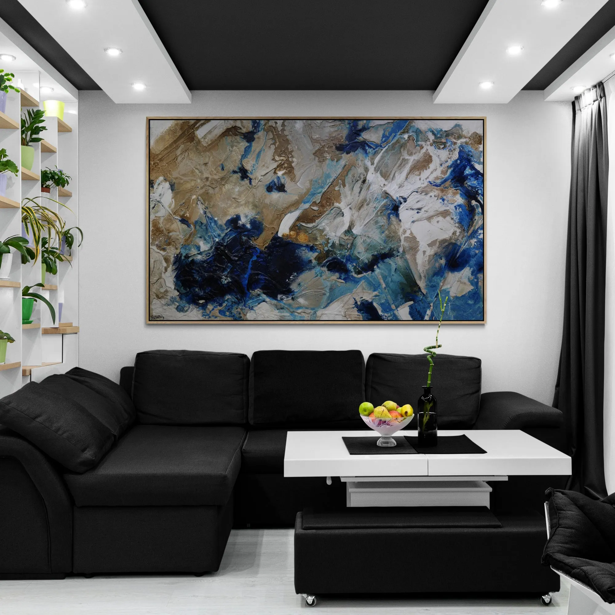 Casbah Maximus 250cm x 150cm Blues Honey White Malt Textured Abstract Painting (SOLD)