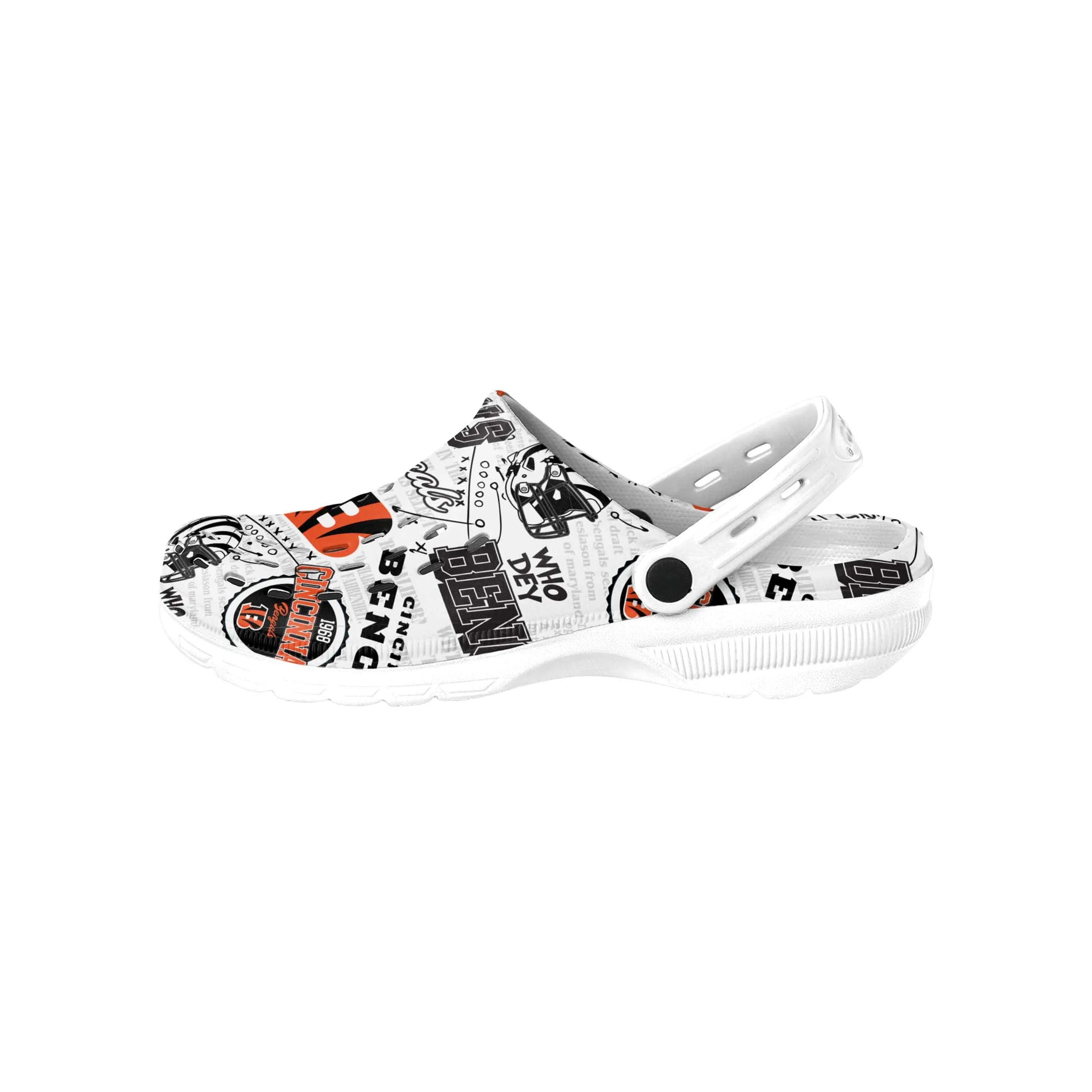 Cincinnati Bengals NFL Mens Historic Print Clog With Strap