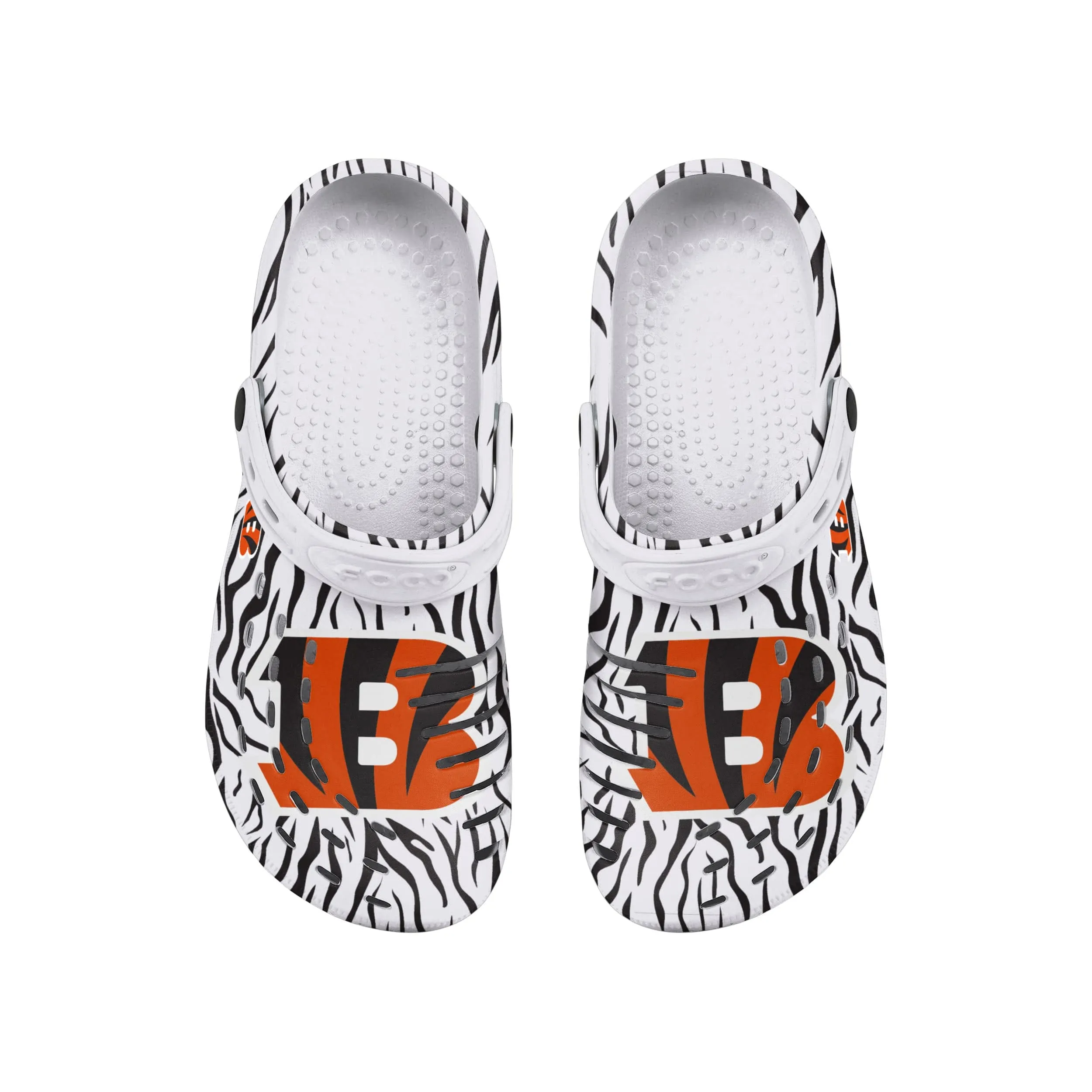 Cincinnati Bengals NFL Mens White Stripe Clog With Strap