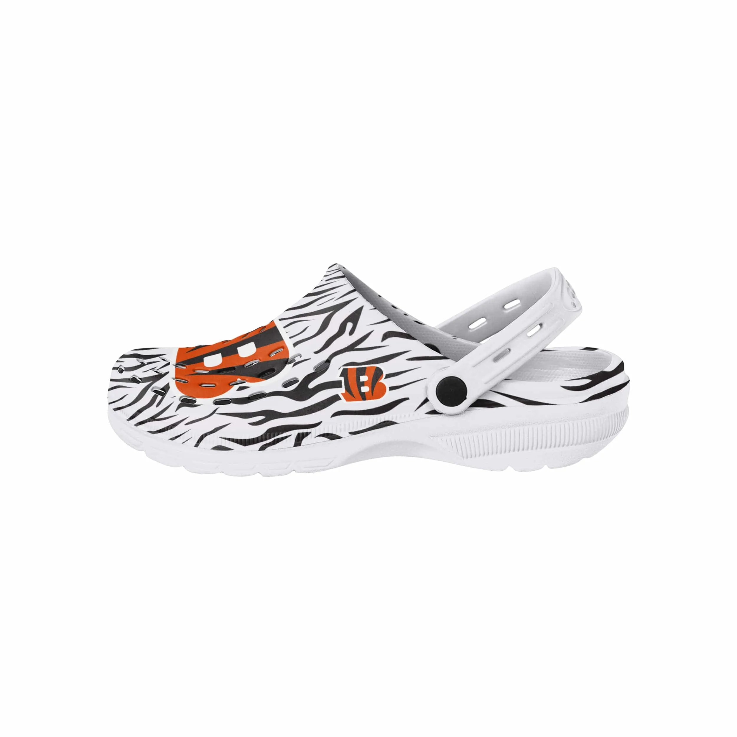 Cincinnati Bengals NFL Mens White Stripe Clog With Strap