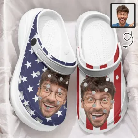 Custom Face American Flag Platform Hole Shoes Personalized Women's height increasing Clog Shoes Funny Slippers (DHL is not supported)