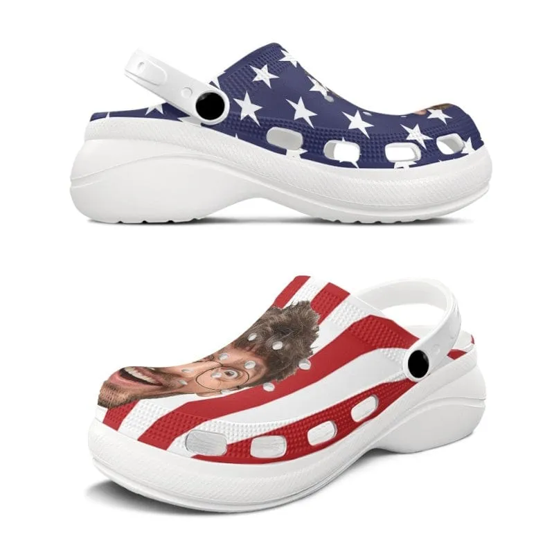 Custom Face American Flag Platform Hole Shoes Personalized Women's height increasing Clog Shoes Funny Slippers (DHL is not supported)