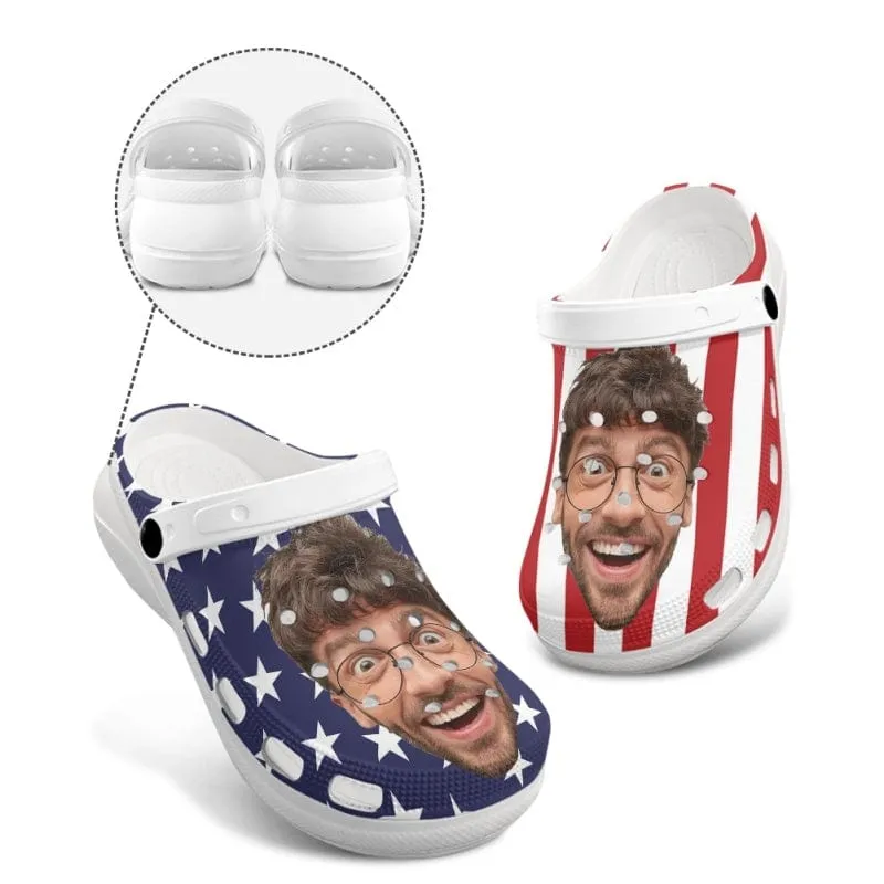 Custom Face American Flag Platform Hole Shoes Personalized Women's height increasing Clog Shoes Funny Slippers (DHL is not supported)